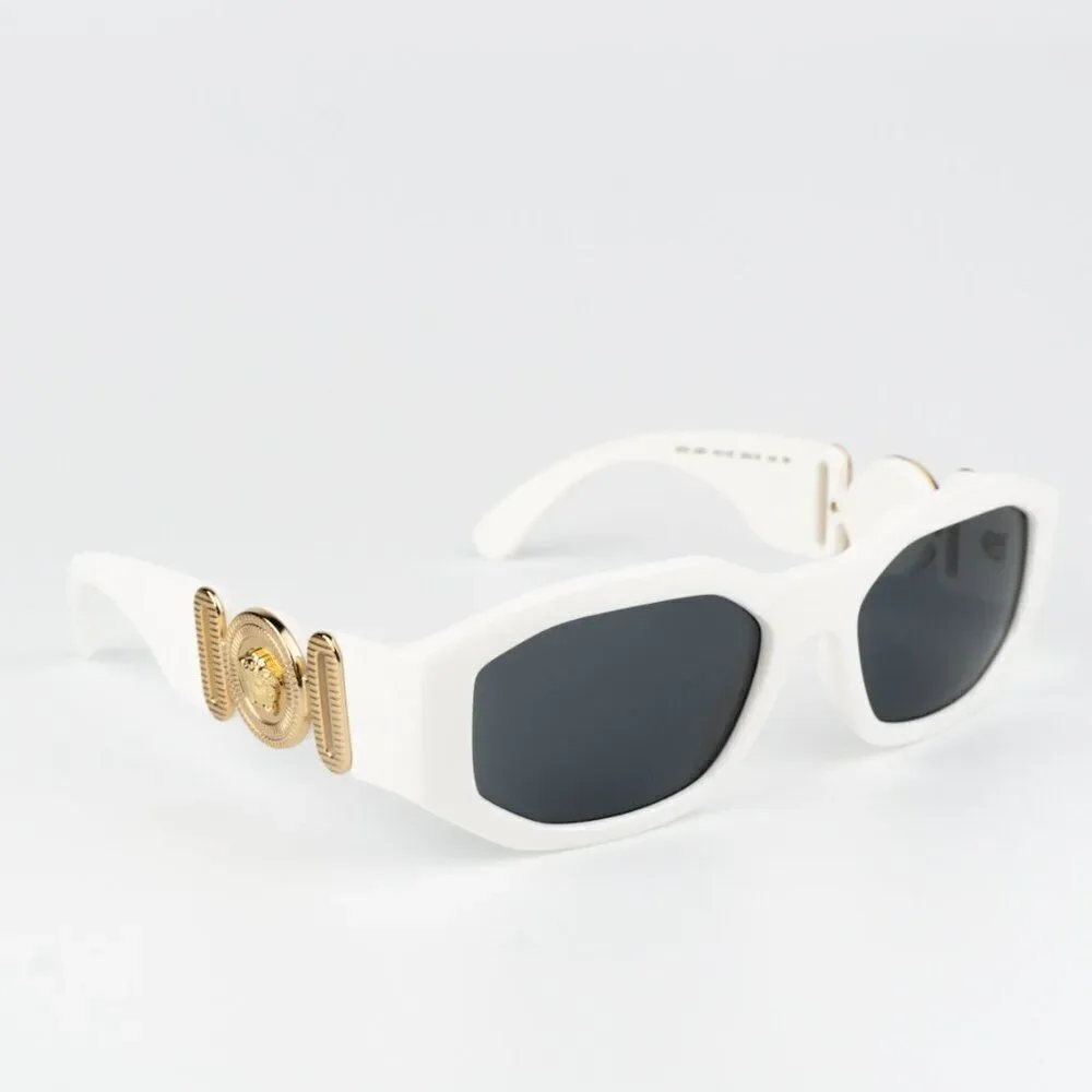 NEW Versace VE4361 401/87 Medusa Biggie White Grey Rectangle Unisex Sunglasses